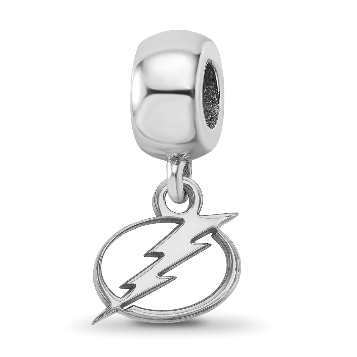 Sterling Silver Rhodium-plated NHL LogoArt Tampa Bay Lightning Extra Small Dangle Bead Charm