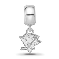 Sterling Silver Rhodium-plated NHL LogoArt Pittsburgh Penguins Extra Small Dangle Bead Charm