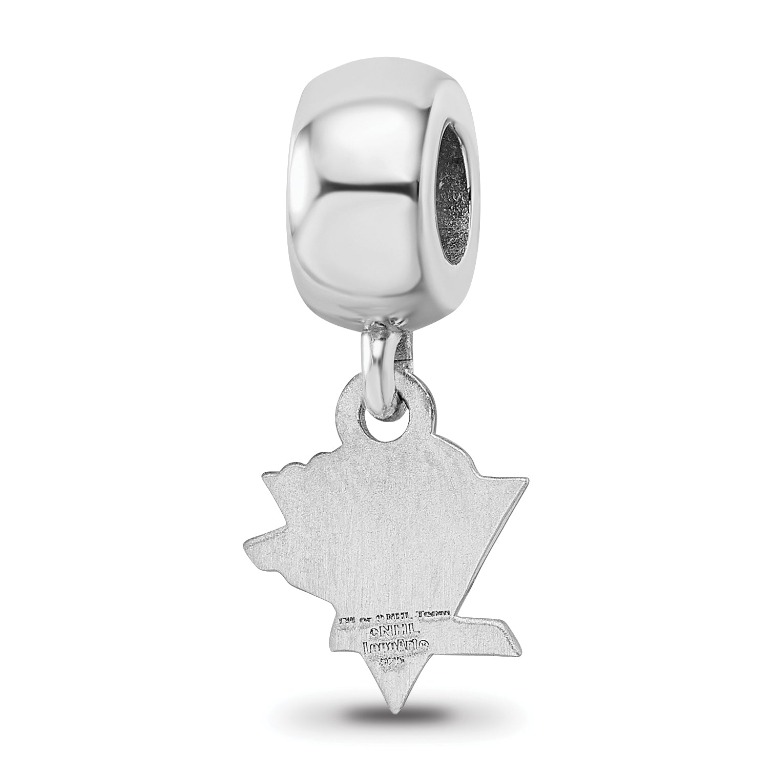 Sterling Silver Rhodium-plated NHL LogoArt Pittsburgh Penguins Extra Small Dangle Bead Charm