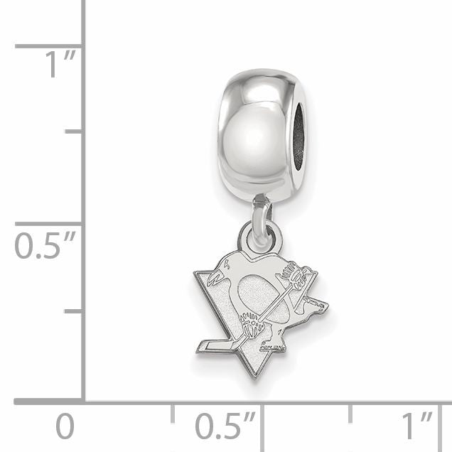 Sterling Silver Rhodium-plated NHL LogoArt Pittsburgh Penguins Extra Small Dangle Bead Charm