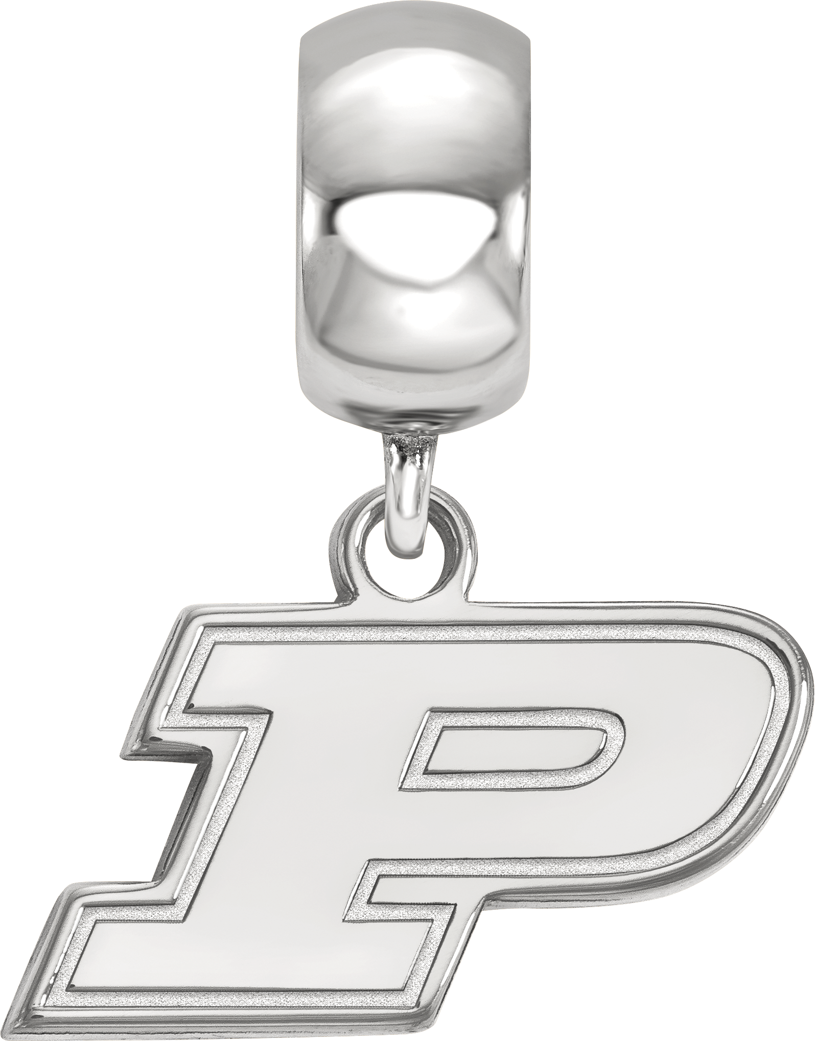 Sterling Silver Rhodium-plated LogoArt Purdue University Letter P Extra Small Dangle Bead Charm