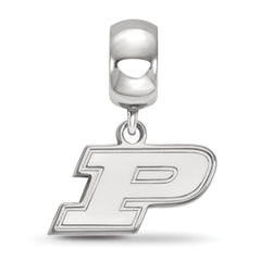 Sterling Silver Rhodium-plated LogoArt Purdue University Letter P Extra Small Dangle Bead Charm