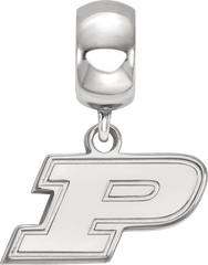 Sterling Silver Rhodium-plated LogoArt Purdue University Letter P Extra Small Dangle Bead Charm