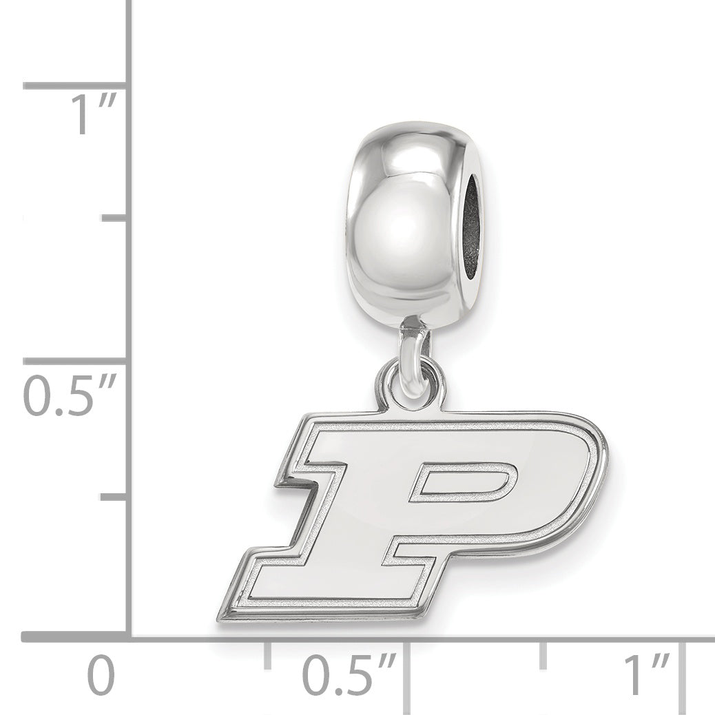 Sterling Silver Rhodium-plated LogoArt Purdue University Letter P Extra Small Dangle Bead Charm