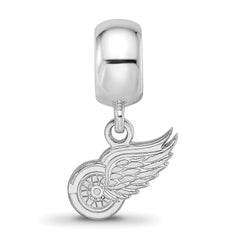 Sterling Silver Rhodium-plated NHL LogoArt Detroit Red Wings Extra Small Dangle Bead