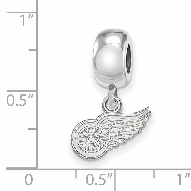 Sterling Silver Rhodium-plated NHL LogoArt Detroit Red Wings Extra Small Dangle Bead