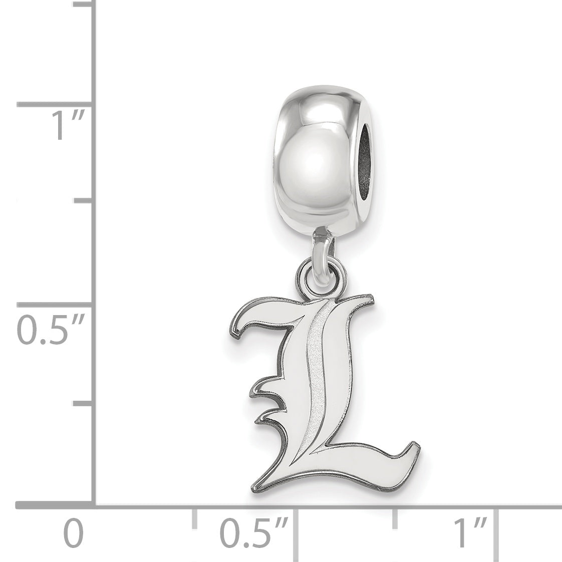 Sterling Silver Rhodium-plated LogoArt University of Louisville Letter L Small Dangle Bead Charm