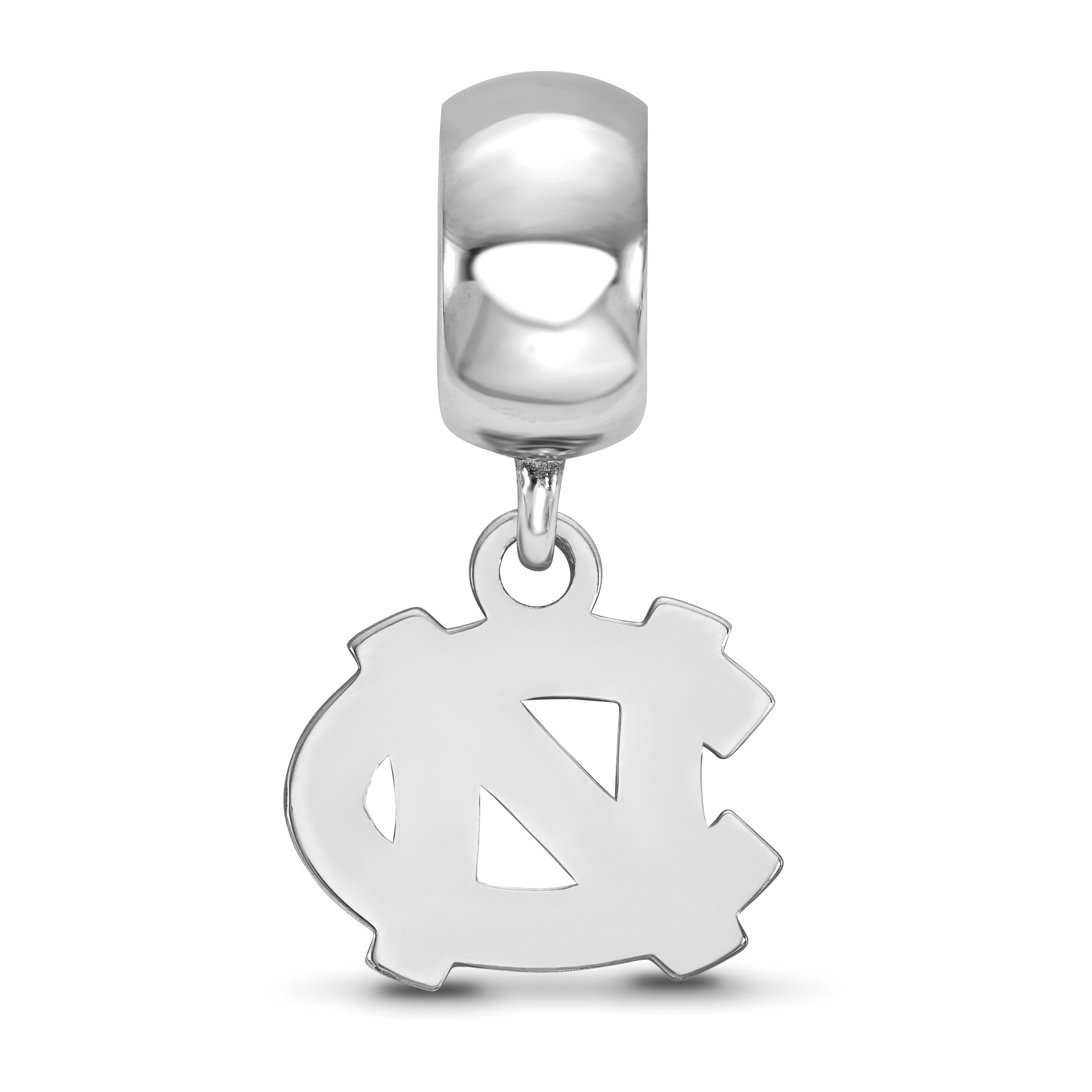 Sterling Silver Rhodium-plated LogoArt University of North Carolina N-C Extra Small Dangle Bead Charm