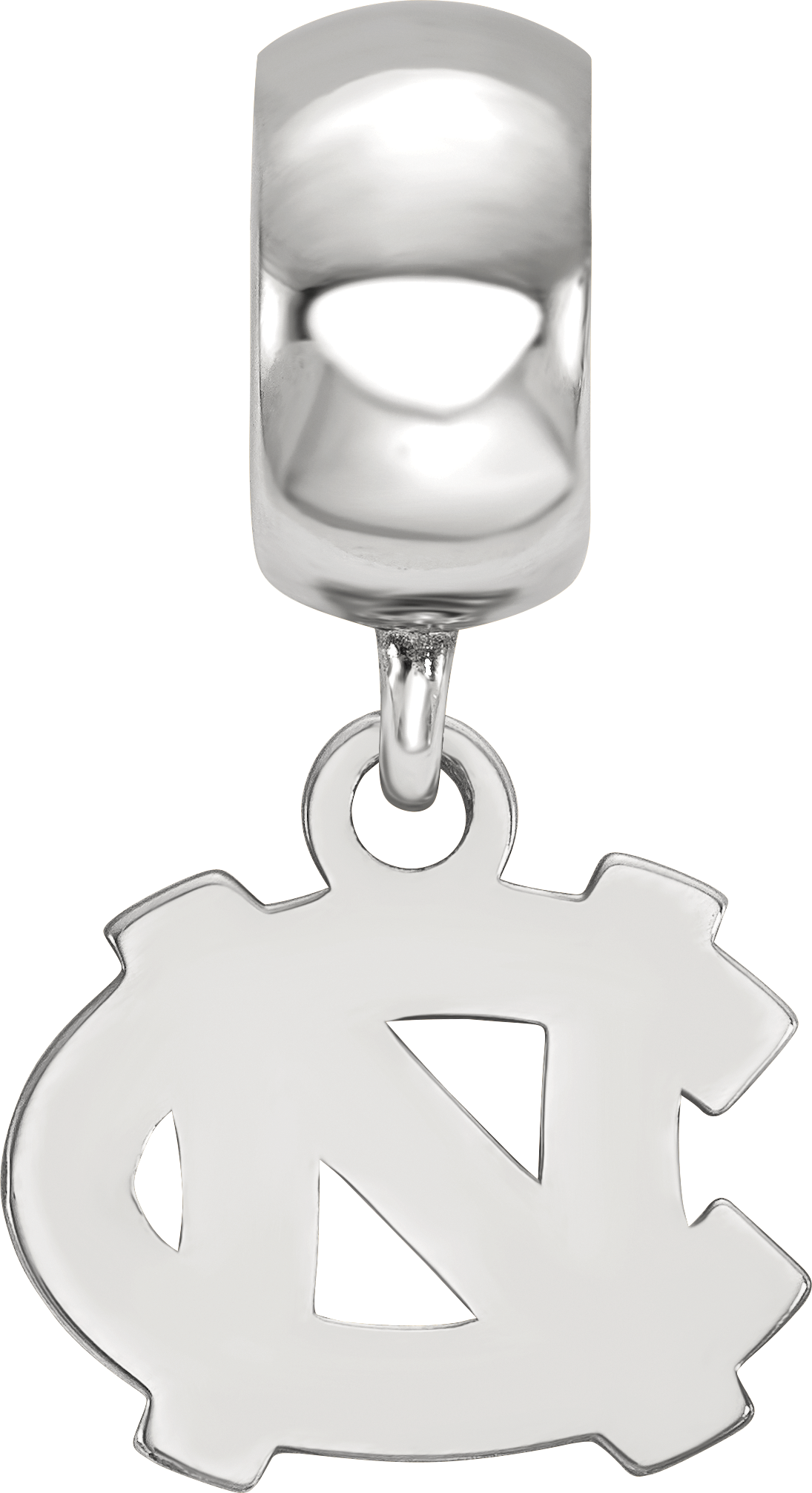 Sterling Silver Rhodium-plated LogoArt University of North Carolina N-C Extra Small Dangle Bead Charm