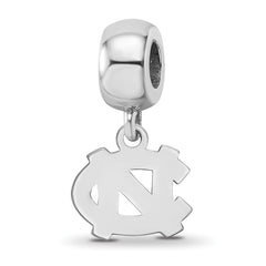 Sterling Silver Rhodium-plated LogoArt University of North Carolina N-C Extra Small Dangle Bead Charm