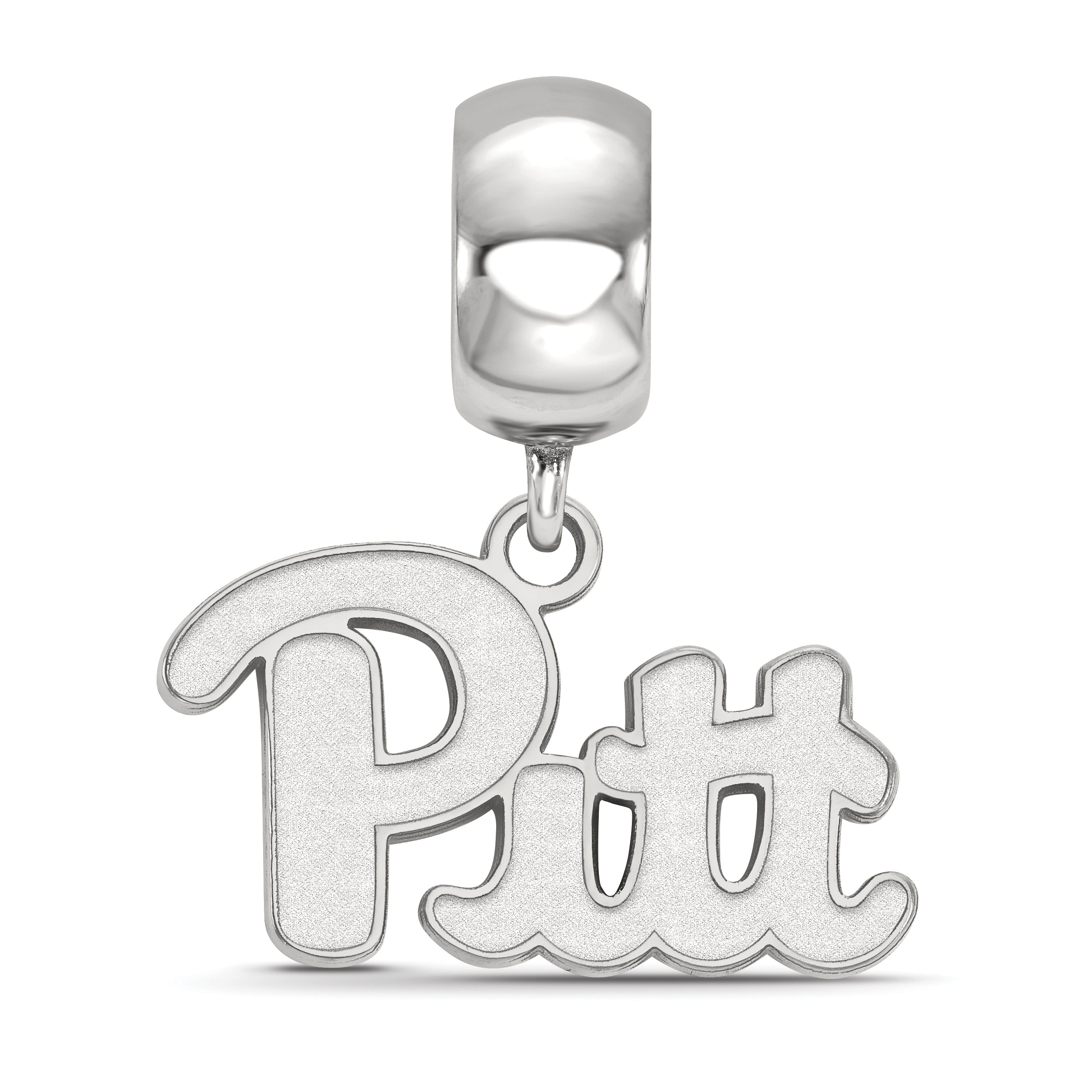 Sterling Silver Rhodium-plated LogoArt University of Pittsburgh Small Dangle Bead Charm