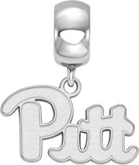 Sterling Silver Rhodium-plated LogoArt University of Pittsburgh Small Dangle Bead Charm