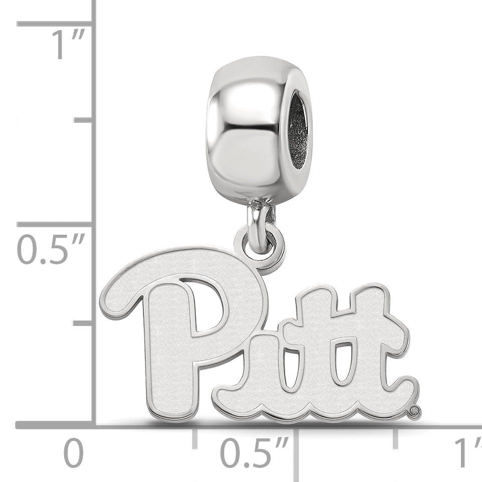 Sterling Silver Rhodium-plated LogoArt University of Pittsburgh Small Dangle Bead Charm