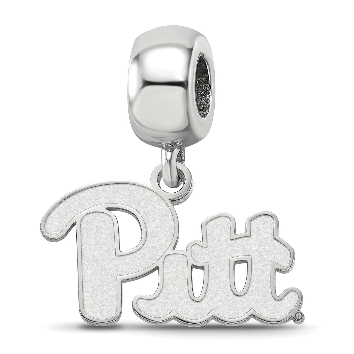 Sterling Silver Rhodium-plated LogoArt University of Pittsburgh Small Dangle Bead Charm