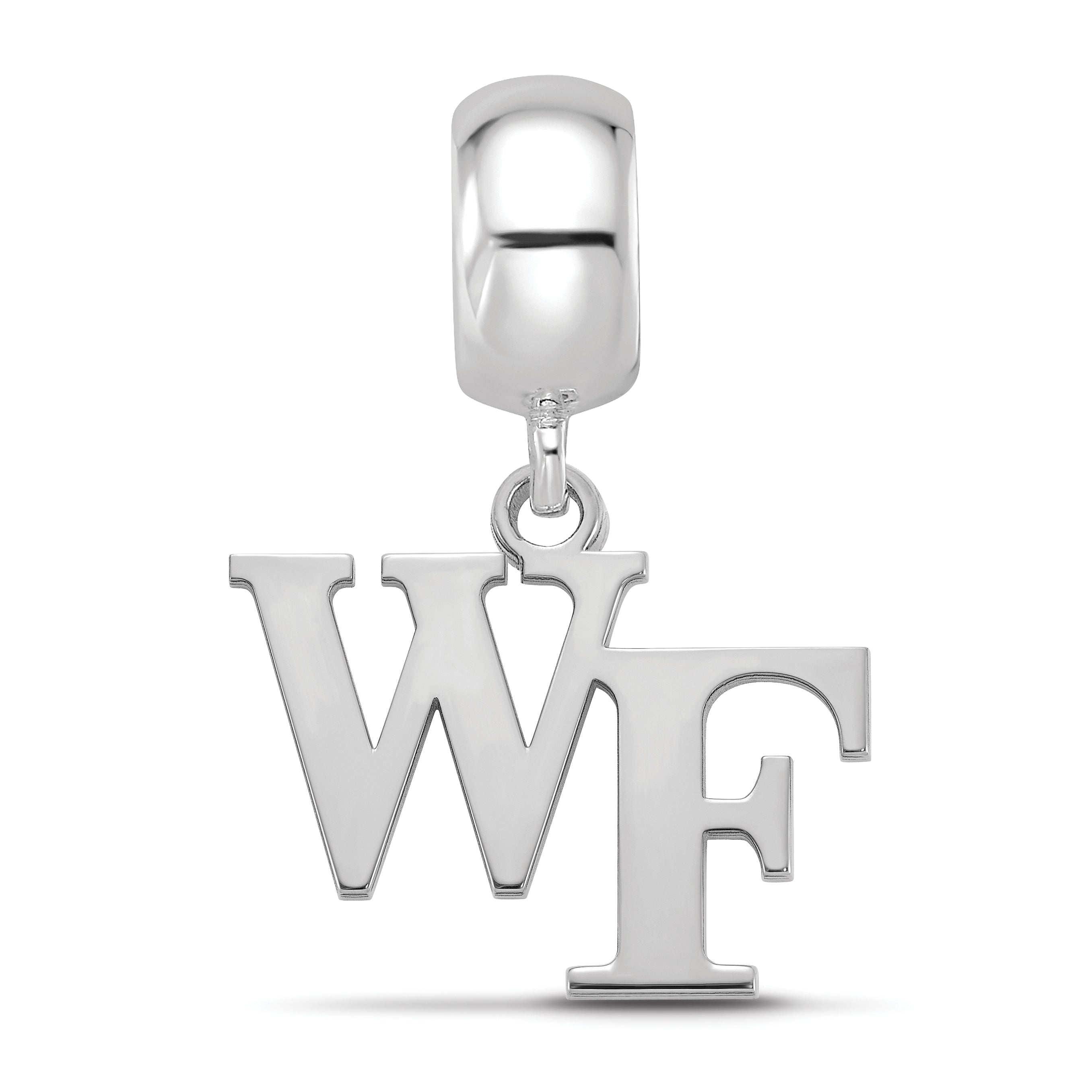 Sterling Silver Rhodium-plated LogoArt Wake Forest University W-F Small Dangle Bead Charm