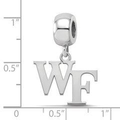 Sterling Silver Rhodium-plated LogoArt Wake Forest University W-F Small Dangle Bead Charm