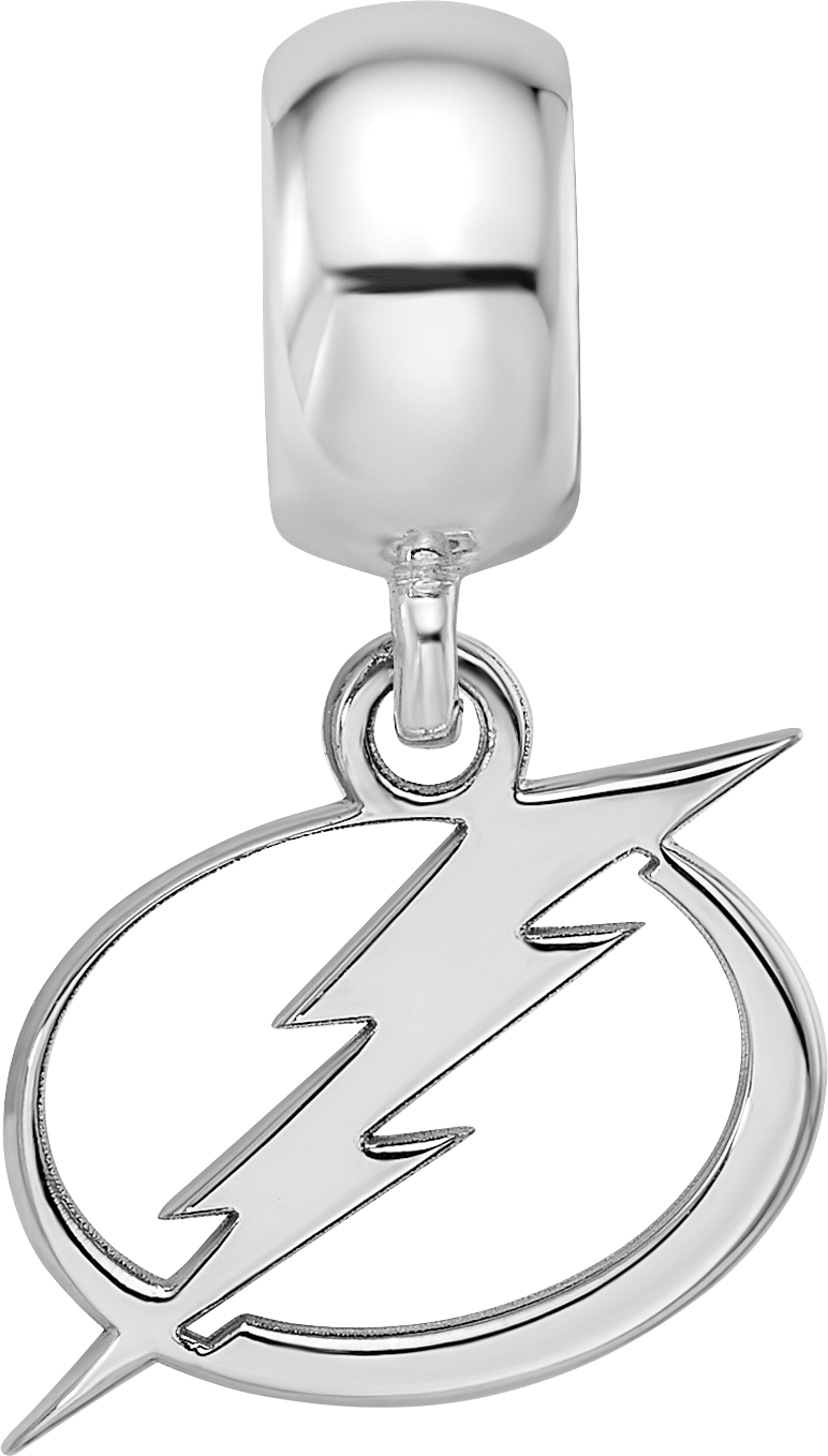 Sterling Silver Rhodium-plated NHL LogoArt Tampa Bay Lightning Small Dangle Bead