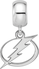 Sterling Silver Rhodium-plated NHL LogoArt Tampa Bay Lightning Small Dangle Bead