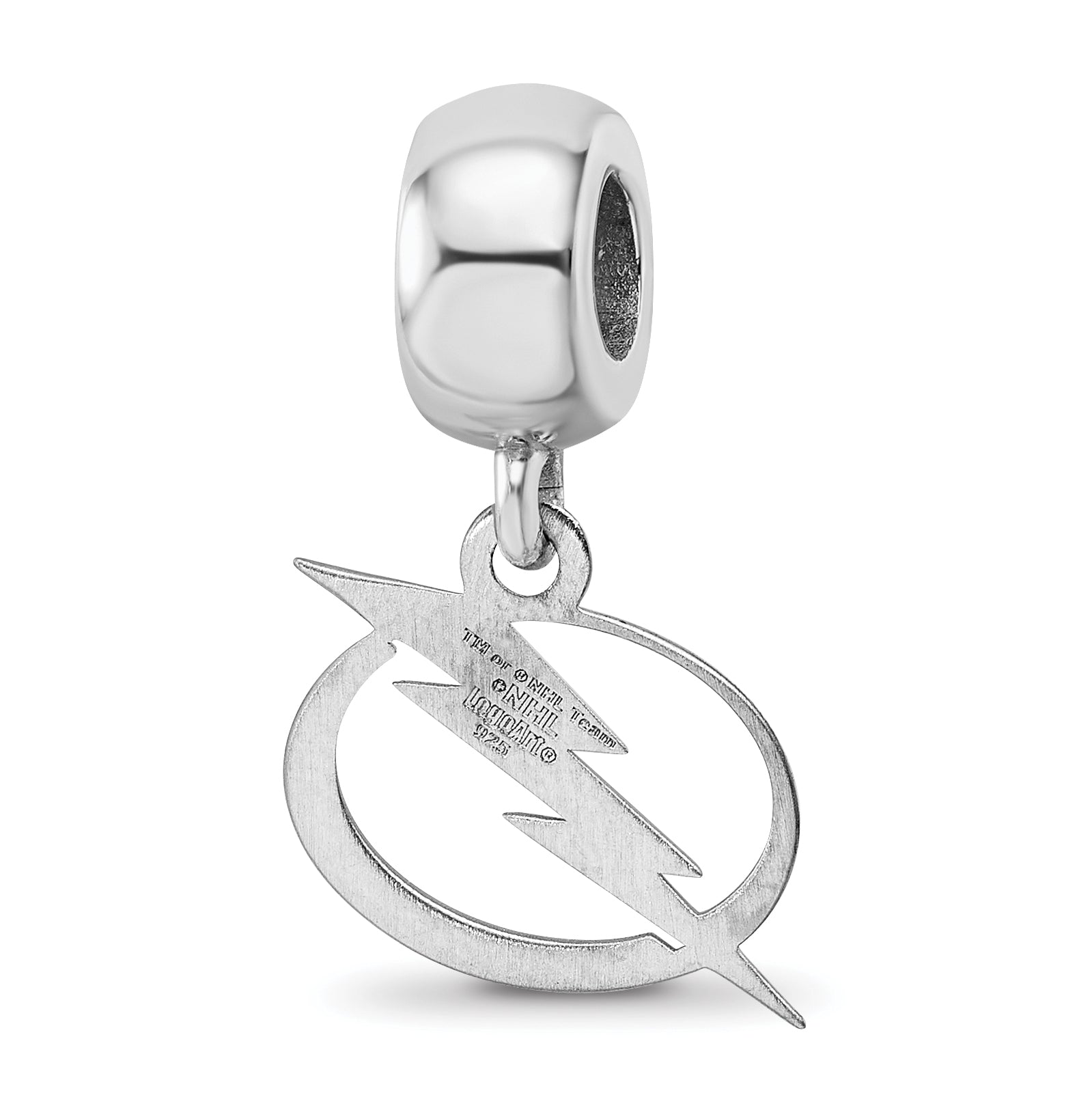 Sterling Silver Rhodium-plated NHL LogoArt Tampa Bay Lightning Small Dangle Bead