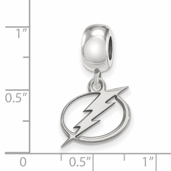 Sterling Silver Rhodium-plated NHL LogoArt Tampa Bay Lightning Small Dangle Bead