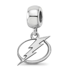 Sterling Silver Rhodium-plated NHL LogoArt Tampa Bay Lightning Small Dangle Bead