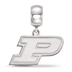 Sterling Silver Rhodium-plated LogoArt Purdue University Letter P Small Dangle Bead Charm