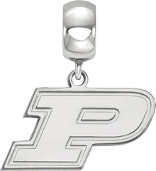 Sterling Silver Rhodium-plated LogoArt Purdue University Letter P Small Dangle Bead Charm