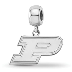 Sterling Silver Rhodium-plated LogoArt Purdue University Letter P Small Dangle Bead Charm