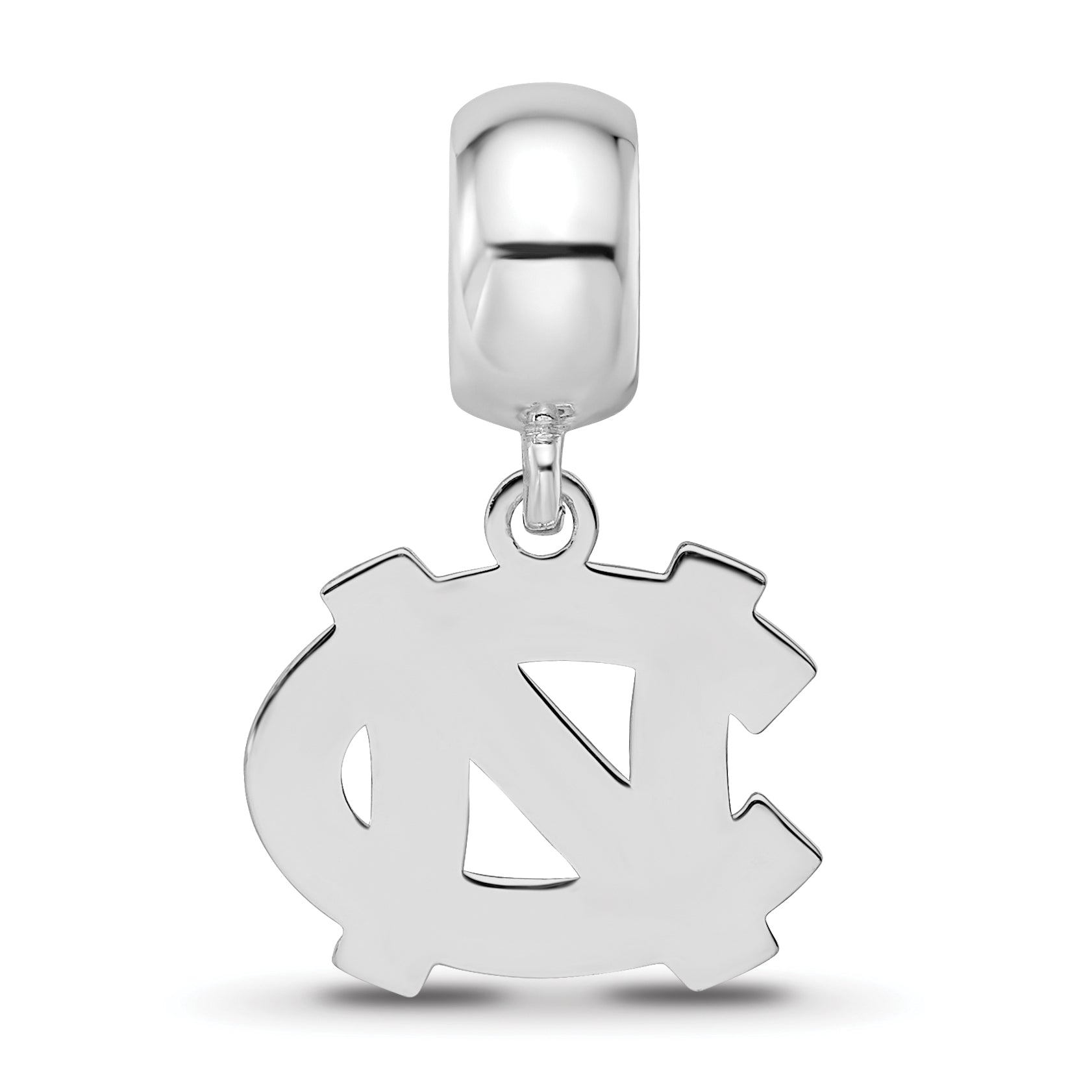 Sterling Silver Rhodium-plated LogoArt University of North Carolina N-C Small Dangle Bead Charm