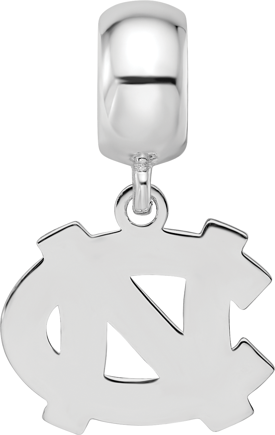 Sterling Silver Rhodium-plated LogoArt University of North Carolina N-C Small Dangle Bead Charm