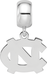 Sterling Silver Rhodium-plated LogoArt University of North Carolina N-C Small Dangle Bead Charm