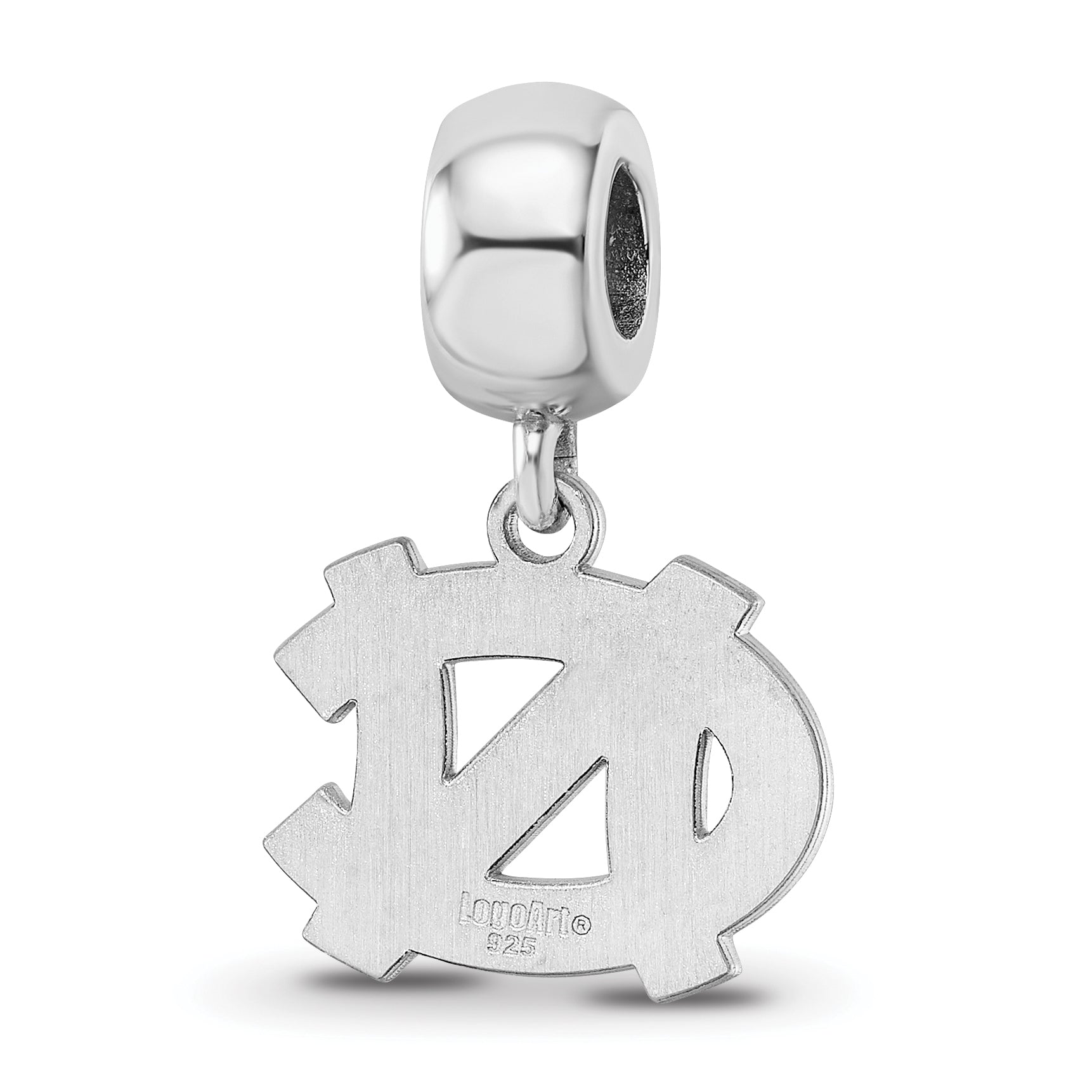 Sterling Silver Rhodium-plated LogoArt University of North Carolina N-C Small Dangle Bead Charm