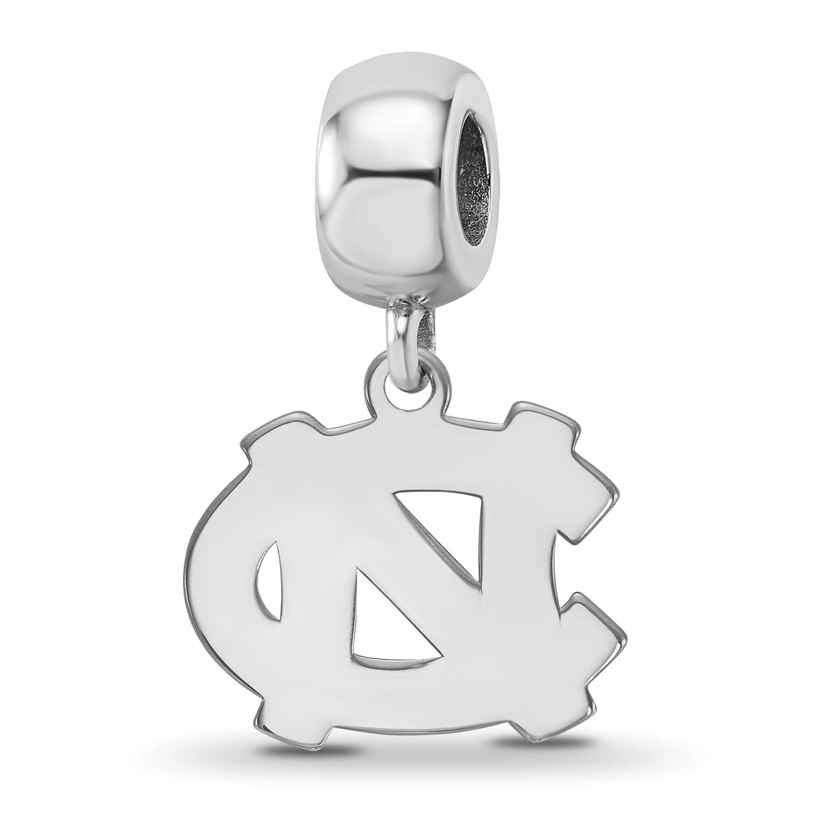 Sterling Silver Rhodium-plated LogoArt University of North Carolina N-C Small Dangle Bead Charm