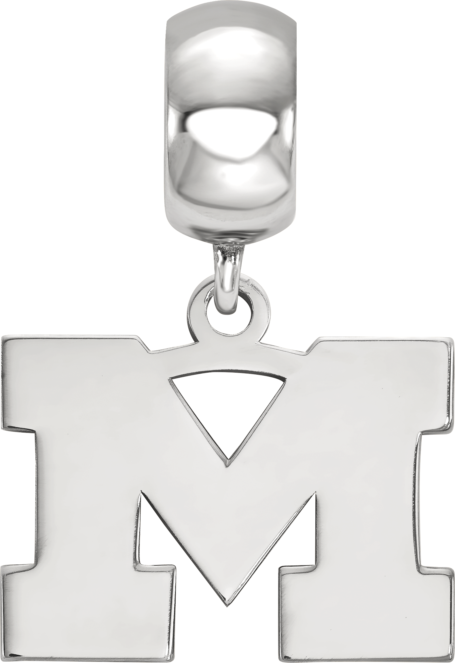 Sterling Silver Rhodium-plated LogoArt University of Michigan Letter M Small Dangle Bead Charm