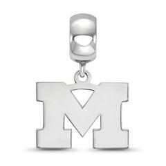 Sterling Silver Rhodium-plated LogoArt University of Michigan Letter M Small Dangle Bead Charm