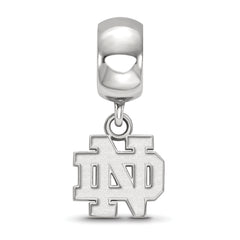 Sterling Silver Rhodium-plated LogoArt University of Notre Dame N-D Extra Small Dangle Bead Charm