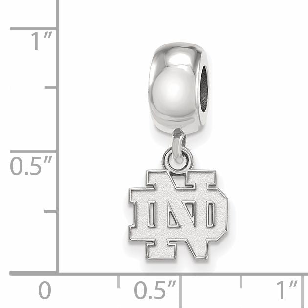 Sterling Silver Rhodium-plated LogoArt University of Notre Dame N-D Extra Small Dangle Bead Charm