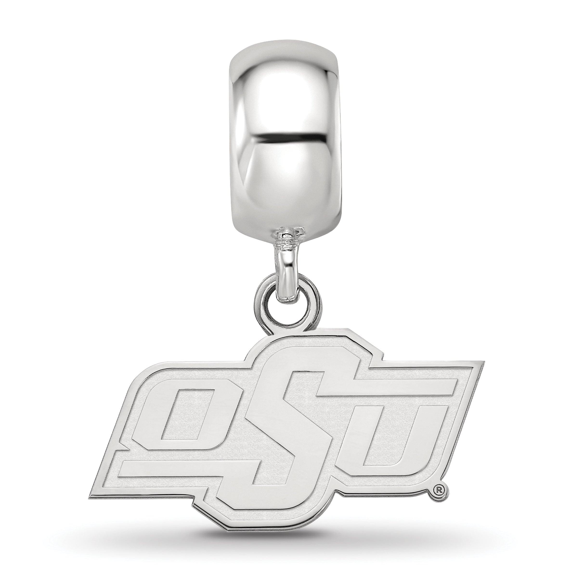 Sterling Silver Rhodium-plated LogoArt Oklahoma State University O-S-U Extra Small Dangle Bead Charm