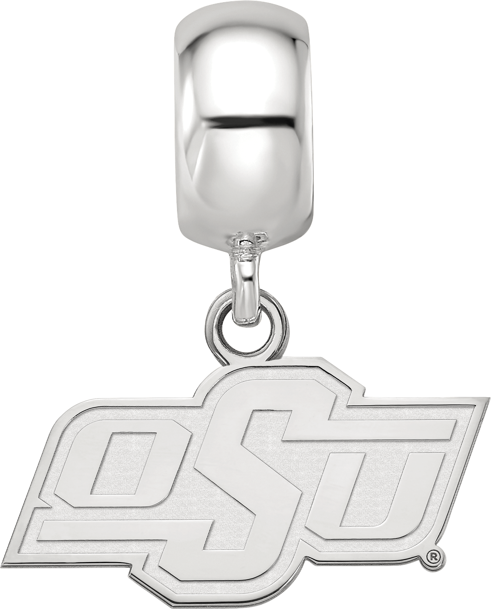 Sterling Silver Rhodium-plated LogoArt Oklahoma State University O-S-U Extra Small Dangle Bead Charm