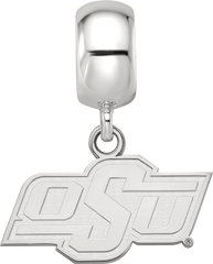 Sterling Silver Rhodium-plated LogoArt Oklahoma State University O-S-U Extra Small Dangle Bead Charm