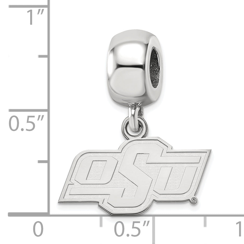 Sterling Silver Rhodium-plated LogoArt Oklahoma State University O-S-U Extra Small Dangle Bead Charm