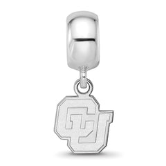 Sterling Silver Rhodium-plated LogoArt University of Colorado C-U Extra Small Dangle Bead Charm