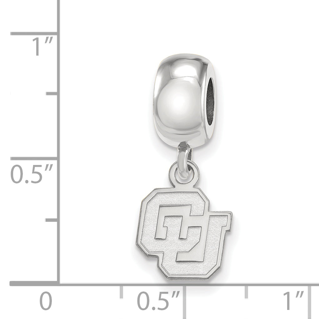 Sterling Silver Rhodium-plated LogoArt University of Colorado C-U Extra Small Dangle Bead Charm