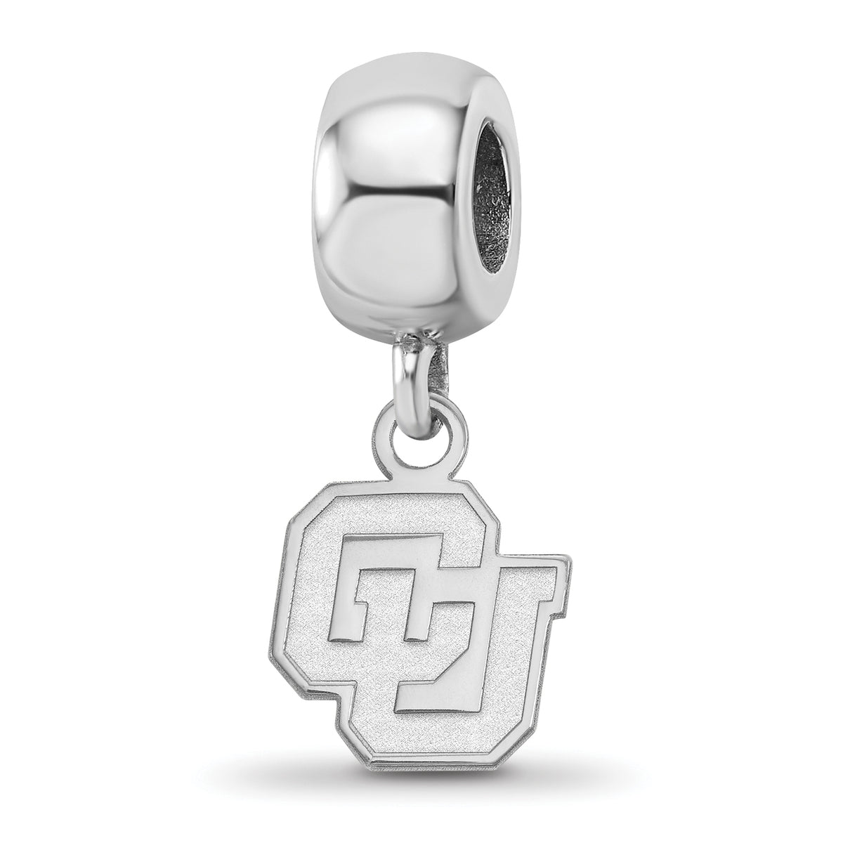 Sterling Silver Rhodium-plated LogoArt University of Colorado C-U Extra Small Dangle Bead Charm