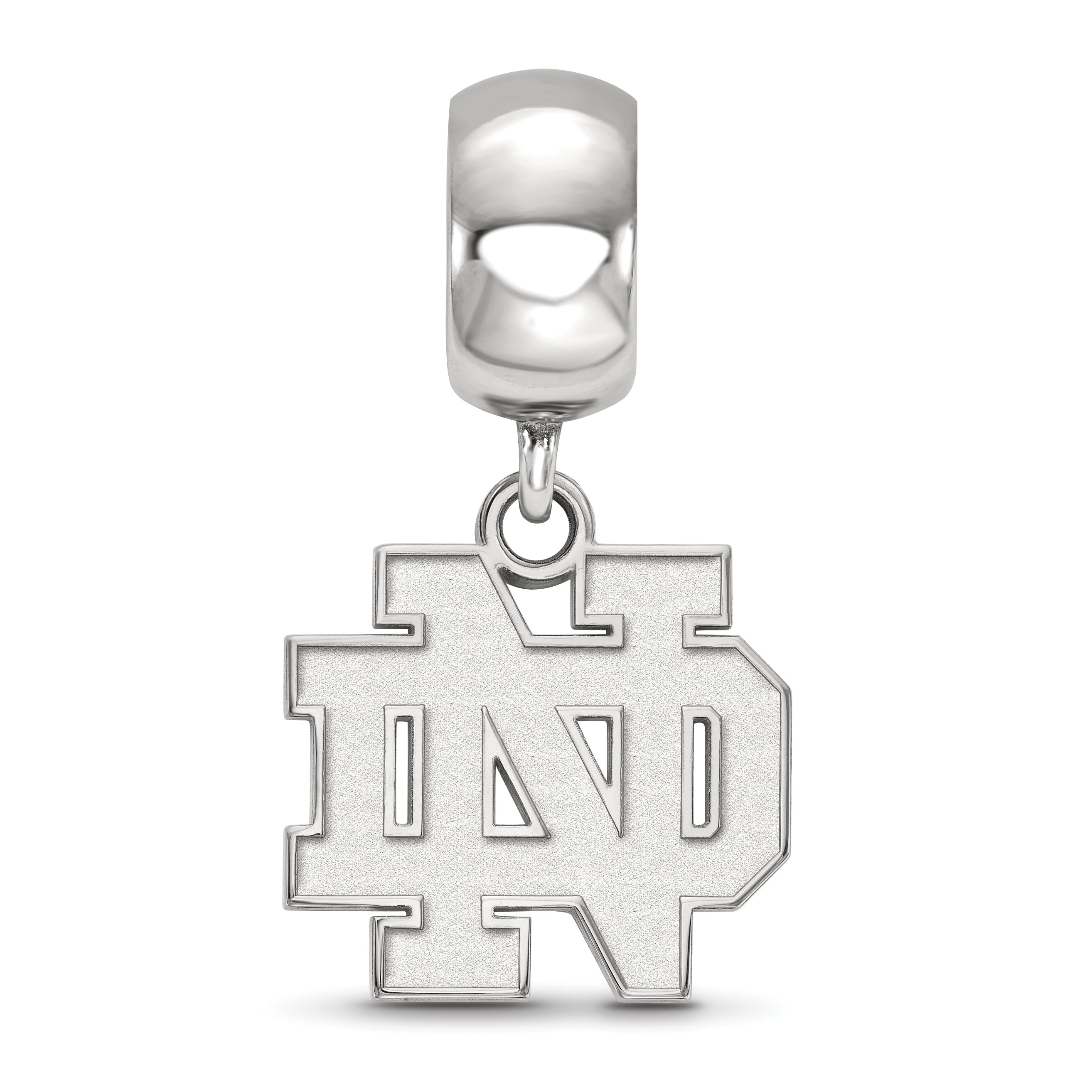 Sterling Silver Rhodium-plated LogoArt University of Notre Dame N-D Small Dangle Bead Charm