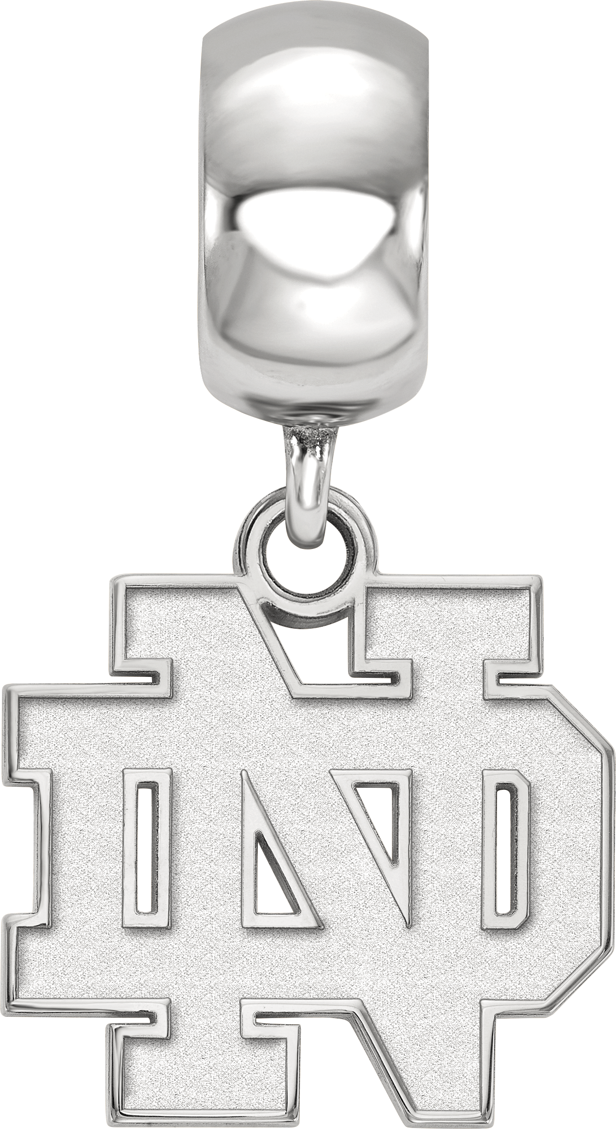 Sterling Silver Rhodium-plated LogoArt University of Notre Dame N-D Small Dangle Bead Charm