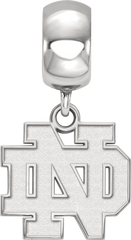 Sterling Silver Rhodium-plated LogoArt University of Notre Dame N-D Small Dangle Bead Charm