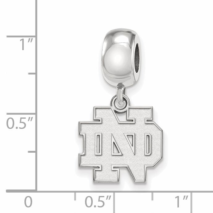 Sterling Silver Rhodium-plated LogoArt University of Notre Dame N-D Small Dangle Bead Charm