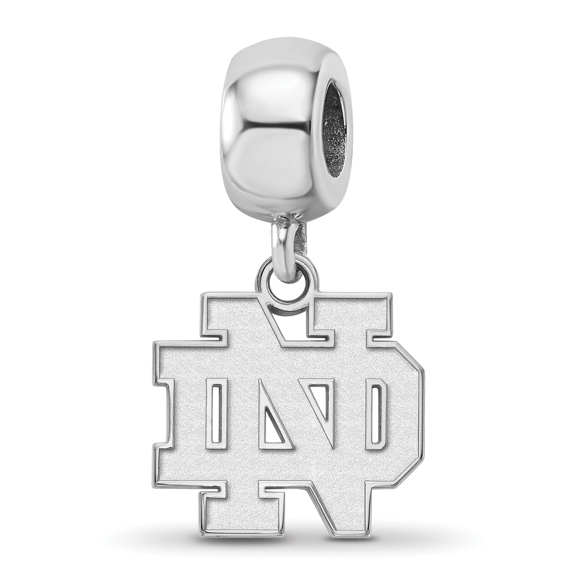 Sterling Silver Rhodium-plated LogoArt University of Notre Dame N-D Small Dangle Bead Charm