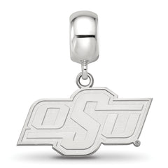 Sterling Silver Rhodium-plated LogoArt Oklahoma State University O-S-U Small Dangle Bead Charm